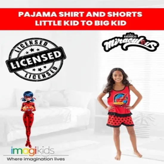 Miraculous Rena Rouge Ladybug Girls Pullover Pajama Shirt and Shorts Little Kid to Big Kid image {2}