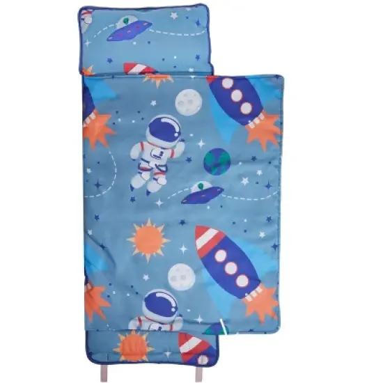 Everyday Kids Outer Space Nap Mat with Removable Pillow &ndash; Soft, Roll-Up Design with Handle and Straps &ndash; Perfect for Kids Ages 3&ndash;6, Travel & Daycare image {2}