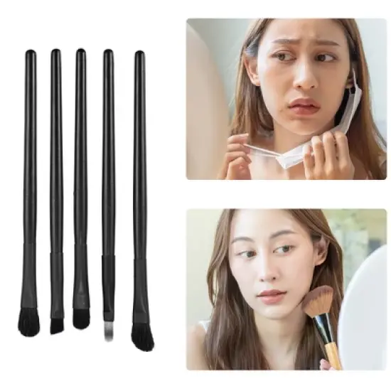 Unique Bargains 5 Pcs Makeup Brush Set, Travel Blending Foundation Contour Concealer Blusher Brush 15.3x2.3cm image {5}