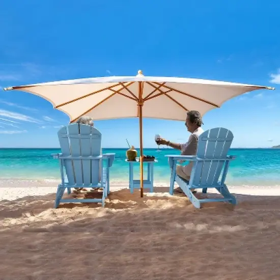 VINGLI HDPE Outdoor Side Table, Waterproof 2-Tier Patio Side Table End Tables for Patio Deck Porch Backyard Pool image {6}