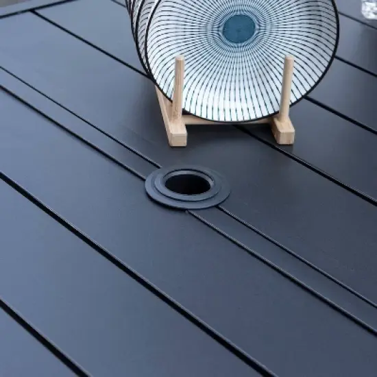 60" Outdoor Rectangle Steel Dining Table - Black - Captiva Designs image {1}