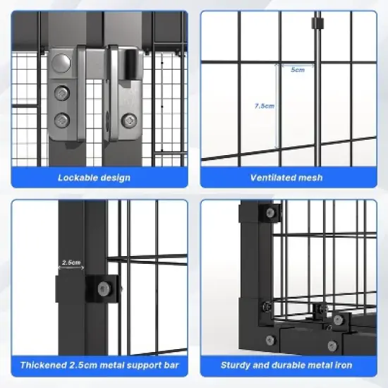 ALAULM Large Dog Kennel Outdoor Heavy Duty Dog Crate, Metal Frame Dog Fence with Secure Double-Lock Design, Weatherproof UV-Resistant Roof image {3}