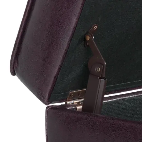 Square Tufted Faux Leather Storage Ottoman - HomePop image {5}