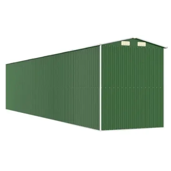 vidaXL Garden Shed Green Galvanized Steel Large Garden Shed - 75.6" x 369.3" x 87.8" image {5}