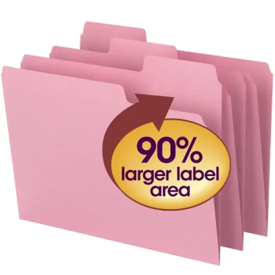 Smead SuperTab File Folder, Oversized 1/3-Cut Tab, Letter Size, Dark Pink, 12 per Pack (11819) image {7}