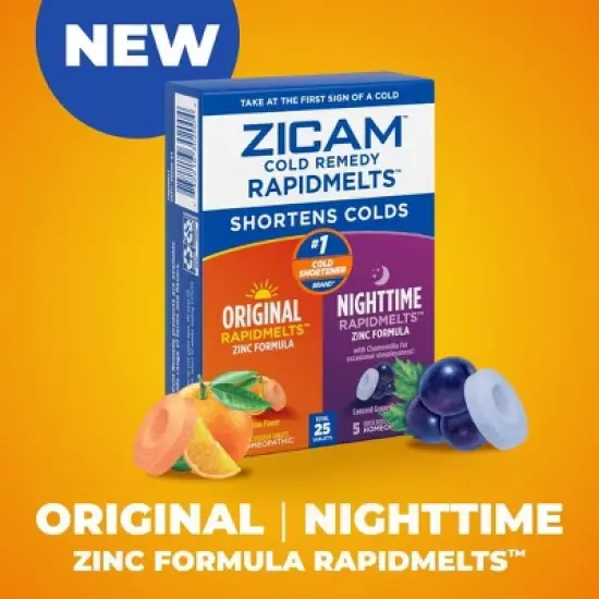 Zicam Original/Nighttime Rapid Melts Tablets - Zincum Aceticum 2x - Grape Citrus - 25ct image {2}