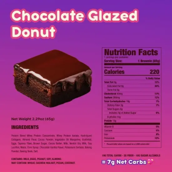 Prime Bites Chocolate Glazed Donut Protein Brownie - 19g Protein - 2.29oz image {5}