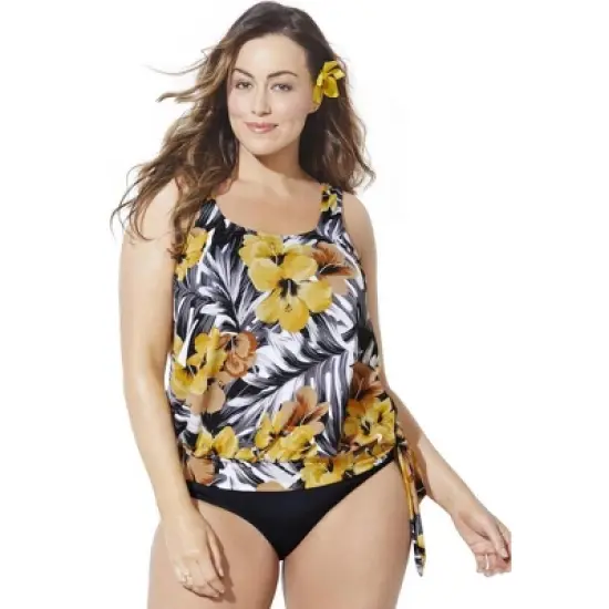 Swimsuits for All Women&rsquo;s Plus Size Side Tie Blouson Tankini Top image {14}