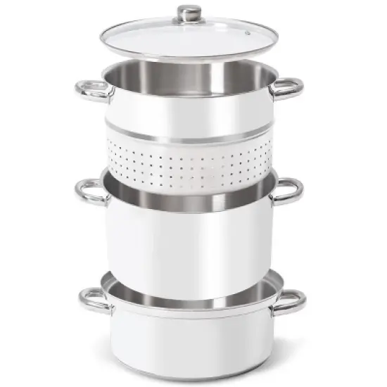 Costway 11-Quart Stainless Fruit Juicer Steamer Stove Top w/ Tempered Glass Lid image {7}