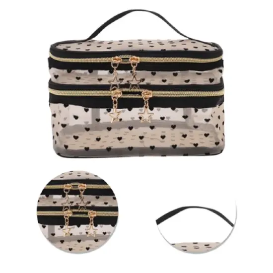 Unique Bargains Large Capacity Makeup Bag Beige 1 Pc image {3}