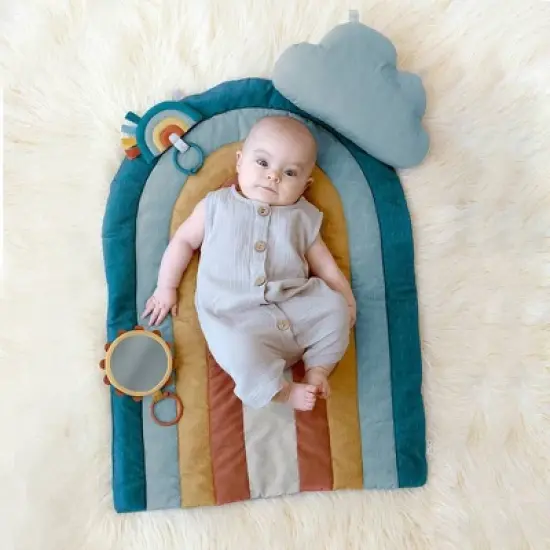 Itzy Ritzy Rainbow Tummy Time Play Mat with Cloud Bolster and Two Toys image {8}