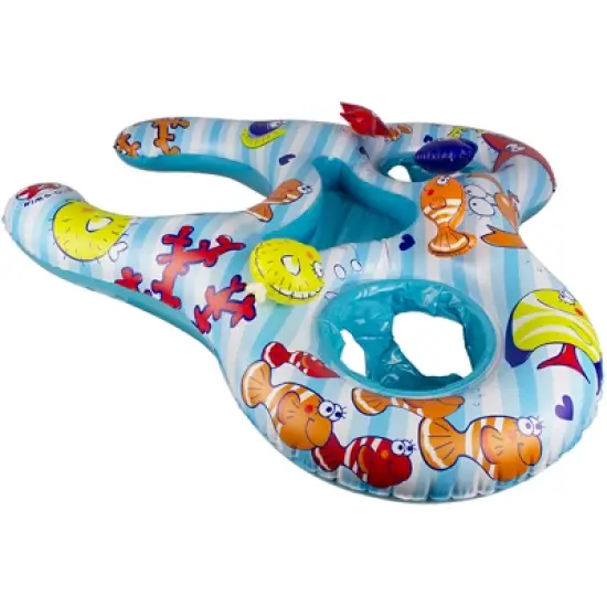 Swim Central 46.5" Underwater Creatures Mommy and Us Dual Inflatable Swimming Pool Float image {1}