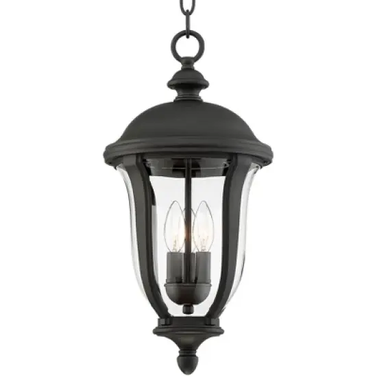 John Timberland Park Sienna Vintage Outdoor Hanging Light Black Metal 20" Clear Glass for Post Exterior Barn Deck House Porch Yard Patio Home Outside image {2}