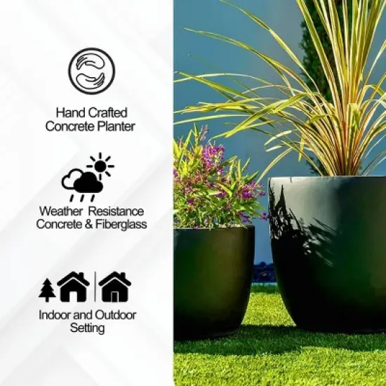 Rosemead Home & Garden, Inc. Weathered Concrete Outdoor Planter Pot Black image {6}