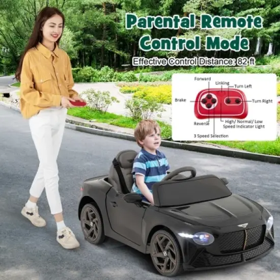 Costway 12V Licensed Bentley Bacalar Kids Electric Ride-on Car with Remote Control Green/Red/White/Black image {3}