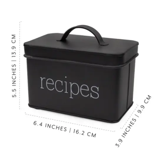 AuldHome Design Farmhouse Enamelware Recipe Box; Vintage Rustic Style Metal Recipe Holder Organizer image {2}