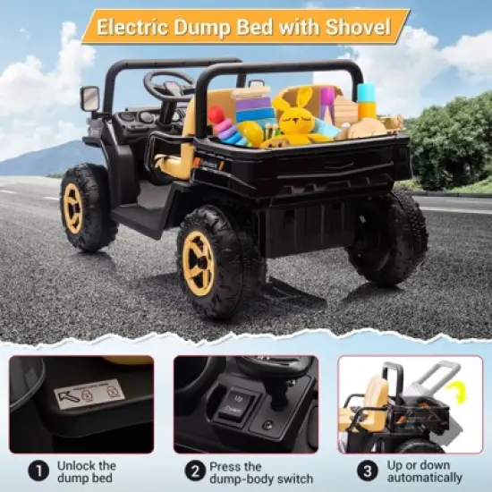 24v Ride On Dump Truck, 2 Seater Electric Ride On Car Toy for Kids, Battery Powered UTV image {6}