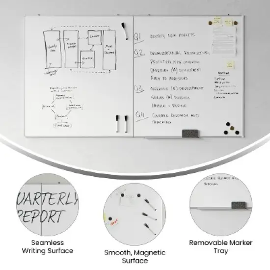 Flash Furniture HERCULES Commercial Whiteboard, Aluminum Magnetic Dry Erase Board with Wall Mount, Marker Tray, Eraser, 3 Markers, 6 Magnets image {13}