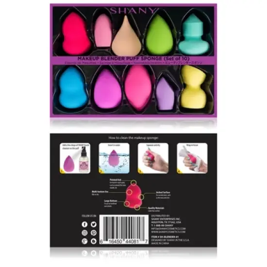 SHANY Makeup Blender Beauty Puff Sponge Set  - 10 pieces image {2}