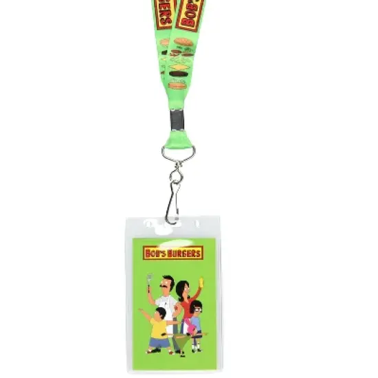 Bob's Burgers Logo and Cheeseburger Anatomy Lanyard Clear ID Badge Holder image {1}