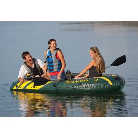Intex 3 Person Boat Set w/ Aluminum Oars & Pump and Composite Boat Motor Mount image {3}