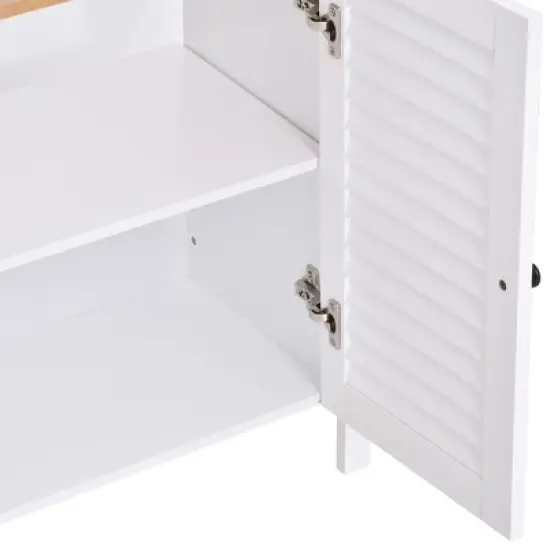 HOMCOM Under-Sink Storage Cabinet with Double Layers Bathroom Cabinet Space Saver Organizer 2 Door Floor Cabinet, White image {4}