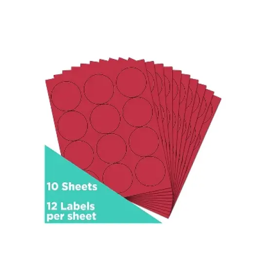 JAM Paper Circle Round Label Sticker Seals 2.5 Inch Diameter Red 120/Pack 147628585 image {1}