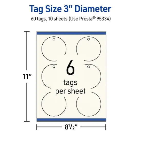 Avery Printable Round Tags with Sure Feed Technology, 3" Diameter, Matte Ivory Cardstock, Print-to-the-Edge, Laser/Inkjet, 60 Total image {4}