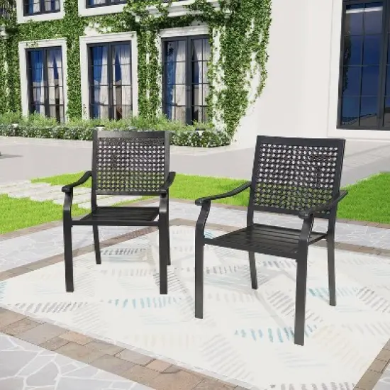 7pc Outdoor Dining Set with Expandable Metal Table - Captiva Designs image {5}