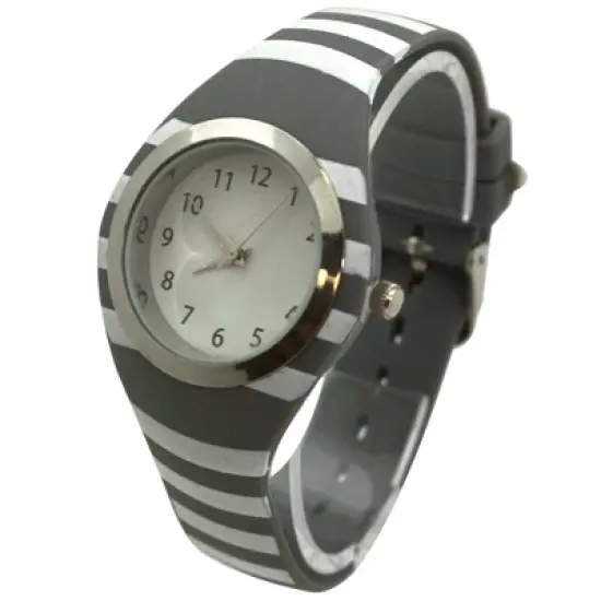 Olivia Pratt Stripped Silicone Band Women Watch image {1}