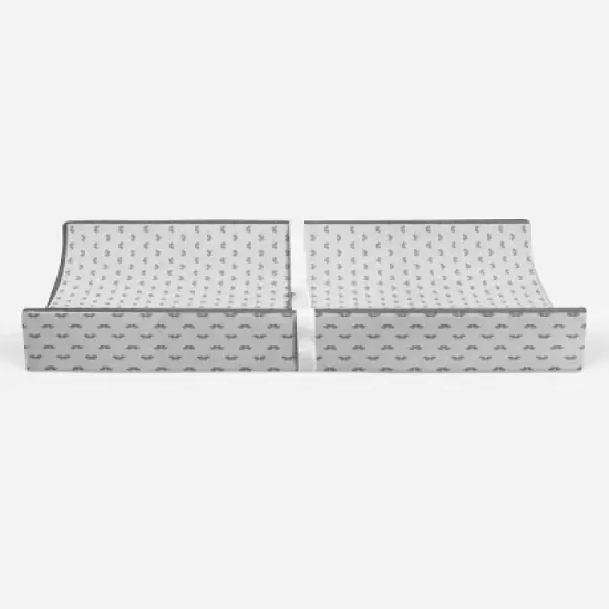 Bacati - Mustache Quilted Muslin Changing Pad Cover Gray image {5}