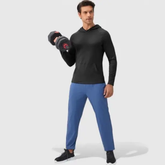 Anna-Kaci Active Men's Long Sleeve Pullover Hoodie with Front Kangaroo Pocket and Athletic Fit image {3}