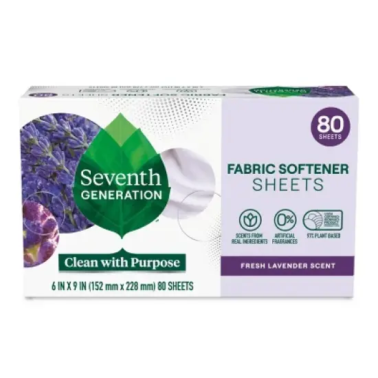 Seventh Generation Fabric Softener Sheets Fresh Lavender Scent - 80ct image {7}