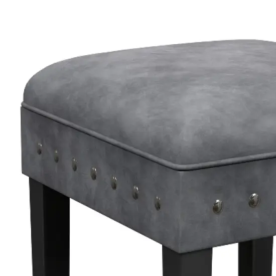 Cassidy Wood Upholstered Backless Counter Height Stool Black/Charcoal Velvet - Hillsdale Furniture image {7}