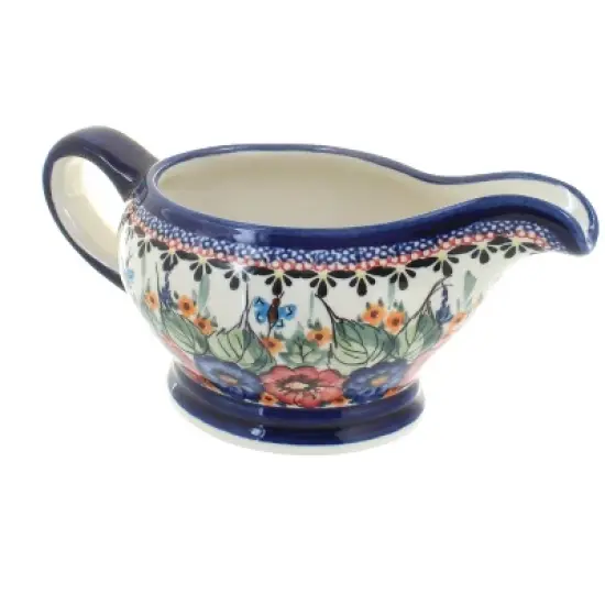 Blue Rose Polish Pottery 1258 Zaklady Gravy Boat image {1}
