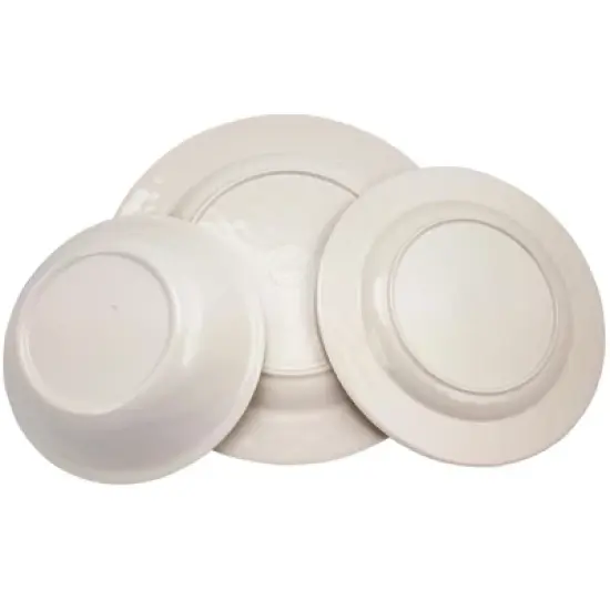Gibson Studio California Melamine Mauna 12 Piece Dinnerware Set in White image {1}