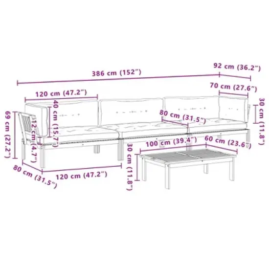 vidaXL Pallet Sofa Set Taupe Solid acacia wood Medium image {11}