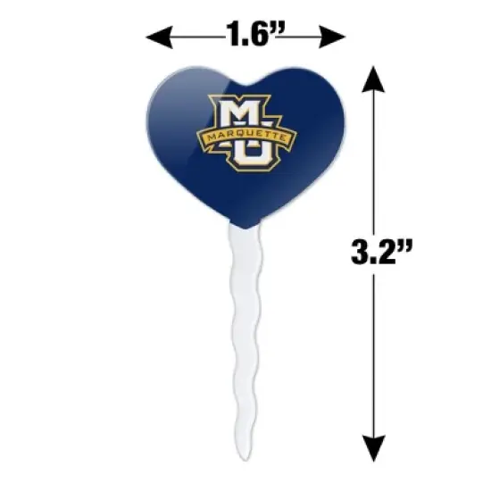 Marquette University Primary Logo Heart Love Cupcake Picks Toppers Decoration Set of 6 image {5}