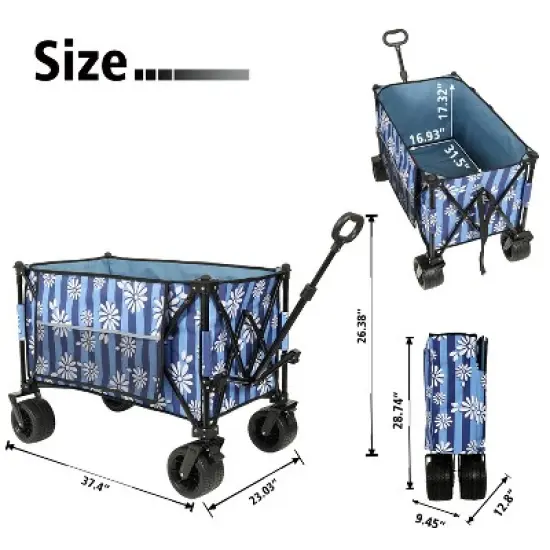 Anybear Collapsible Folding Wagon All-Terrain Beach Wheels 480lbs Garden Cart image {6}
