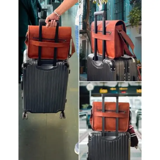 14" Leather Messenger Bag for Men & Women &ndash; Full Grain Vintage Crossbody Satchel image {3}