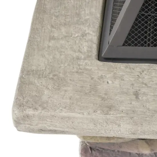 28" MGO Wood Burning Outdoor Fire Pit with Lid - Natural Stone image {5}