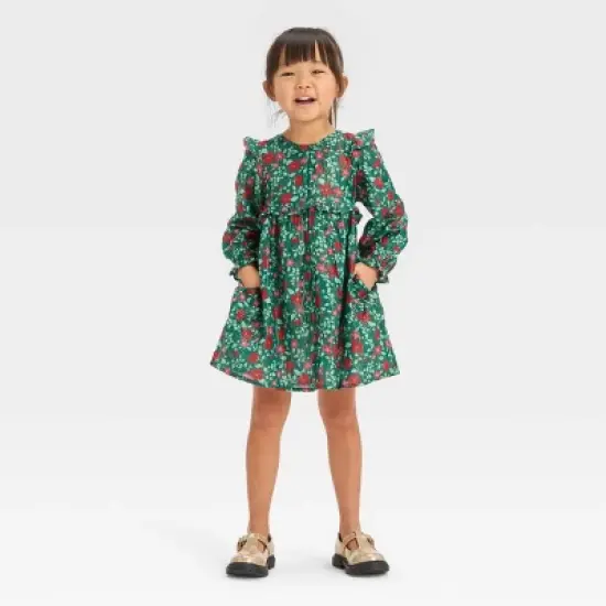 Toddler Girls' Floral Long Sleeve Dress - Cat & Jack&trade; Green image {2}