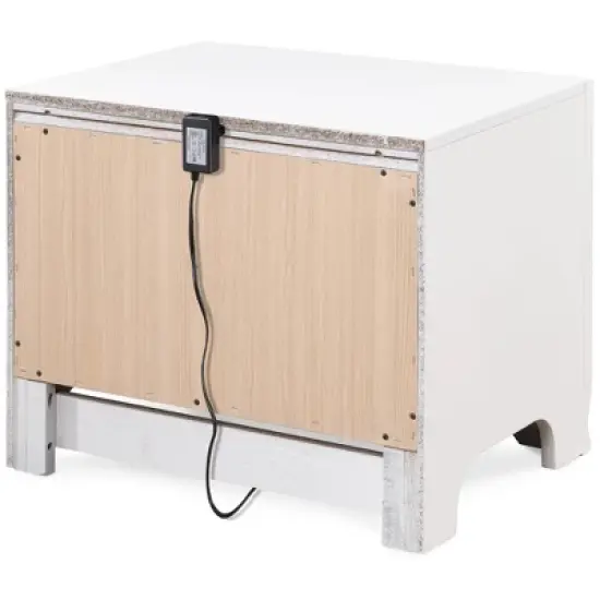 Edmond 1 Drawer Nightstand with USB White - ClickDecor image {7}