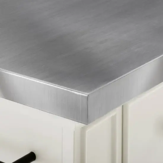 Julia Stainless Steel Top Island with 2 Black X-Back Stools White - Crosley image {10}