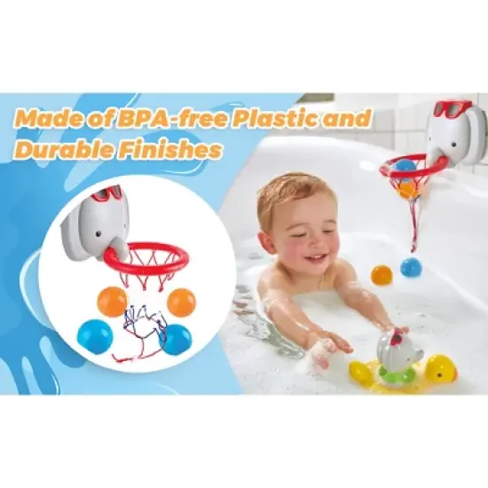 Hape: Elephant Pal Bathtub Basketball Hoop with 4 Floating Soft Balls image {5}
