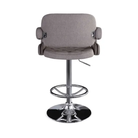 Set of 2 Adjustable Tufted Fabric Barstool with Armrests - CorLiving image {4}