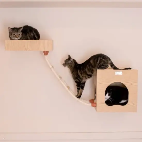 Armarkat Real Wood Wall Series Cat Tree with Condo, Perch, and Soft Perch image {1}