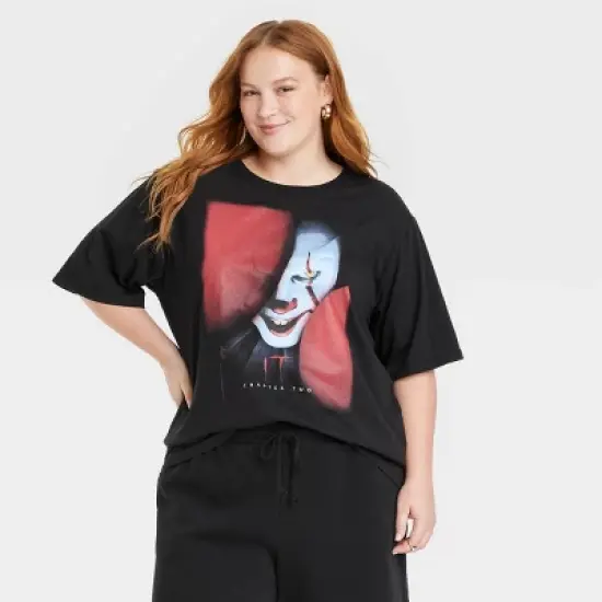 Women's Halloween IT Oversized Short Sleeve Graphic T-Shirt - Black image {4}