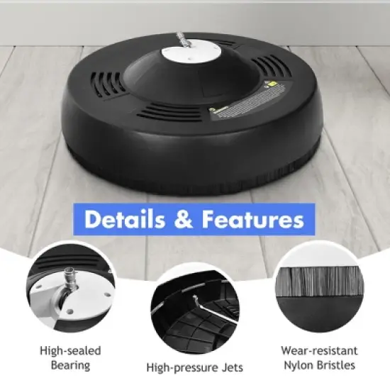 Costway 16'' Pressure Washer Surface Cleaner Attachment w/ 2 Extension Wand image {5}