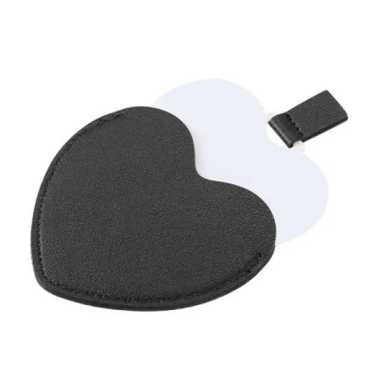 Unique Bargains Stainless Steel Heart Shaped Compact Makeup Mirror and PU Leather Case image {14}